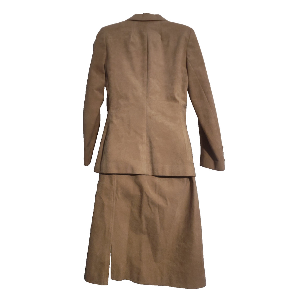 Ultra Suede Woman's Brown Two-Piece Jacket Skirt Suit Size XS Bag1 - Picture 2 of 5